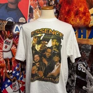Vintage Essence Music Festival Concert T Shirt Mens XL 2002 White Band Tee